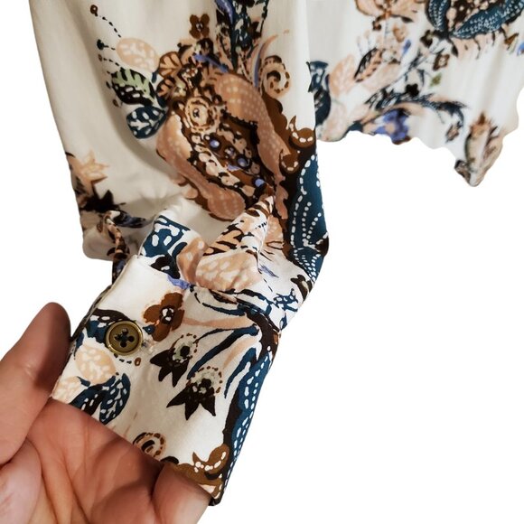 Chico’s Silky Soft Botanical Boho Festival Lace-Up Tunic Size 1 Modal Blend - Picture 9 of 16